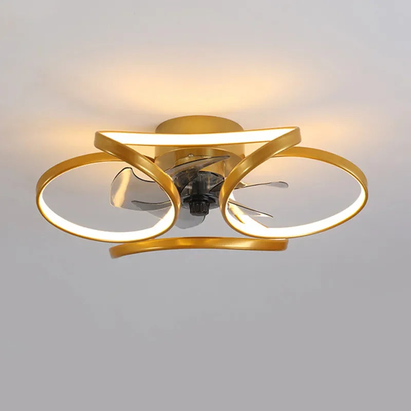 Modern Luxury LED Ceiling Fan Light Creative bedroom Living Room Celing Fan with Light APP Remote Control Invisible Electric Fan