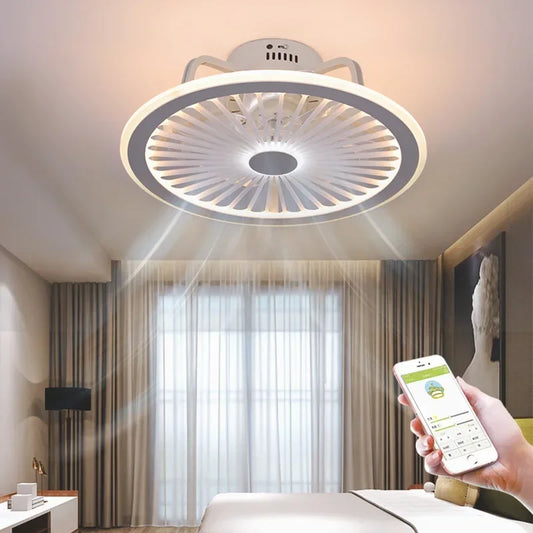 NEW Intelligent Ceiling Fan Light Acrylic Bluetooth Music Light Creative Ventilador Study Restaurant Celing Fan with Light fans