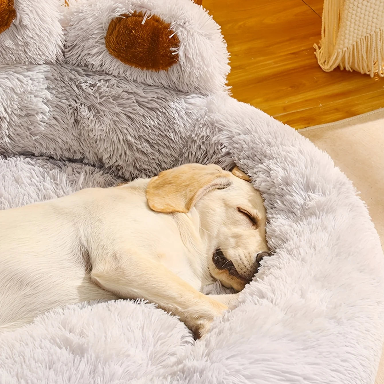 Dog Bed Cat Pet Sofa Cute Bear Paw Shape Comfortable Cozy Pet Sleeping Beds For Small Medium Large Soft Fluffy Cushion Dog Bed