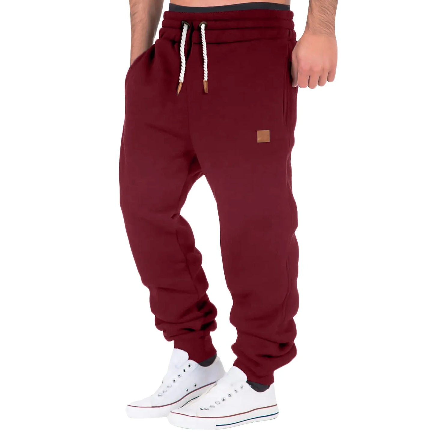 Solid Color Loose Sweatpants Sportswear Drawstring Leisure Athletic Casual Daily Wear Autumn Winter Tracksuit Men'S Pantalones