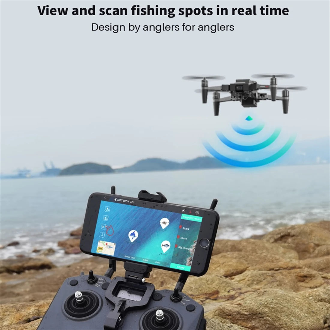 Waterproof Fishing Drone with Bait Release, RC Toys Mini Drone Foldable 4K Camera Drones for Sea