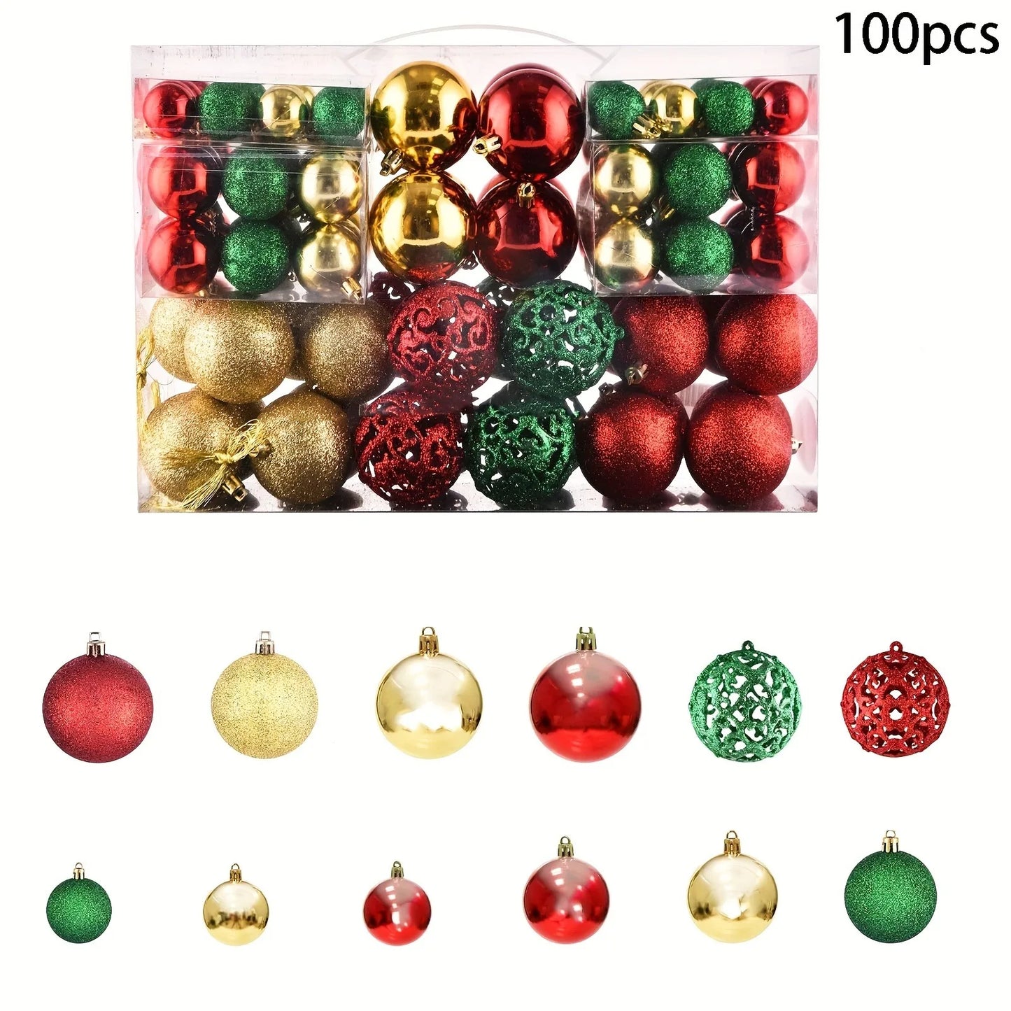 Christmas Ball Christmas Tree Ornament Artificial Christmas Tree With Foldable Stable Metal Stand, Premium Green Artificial