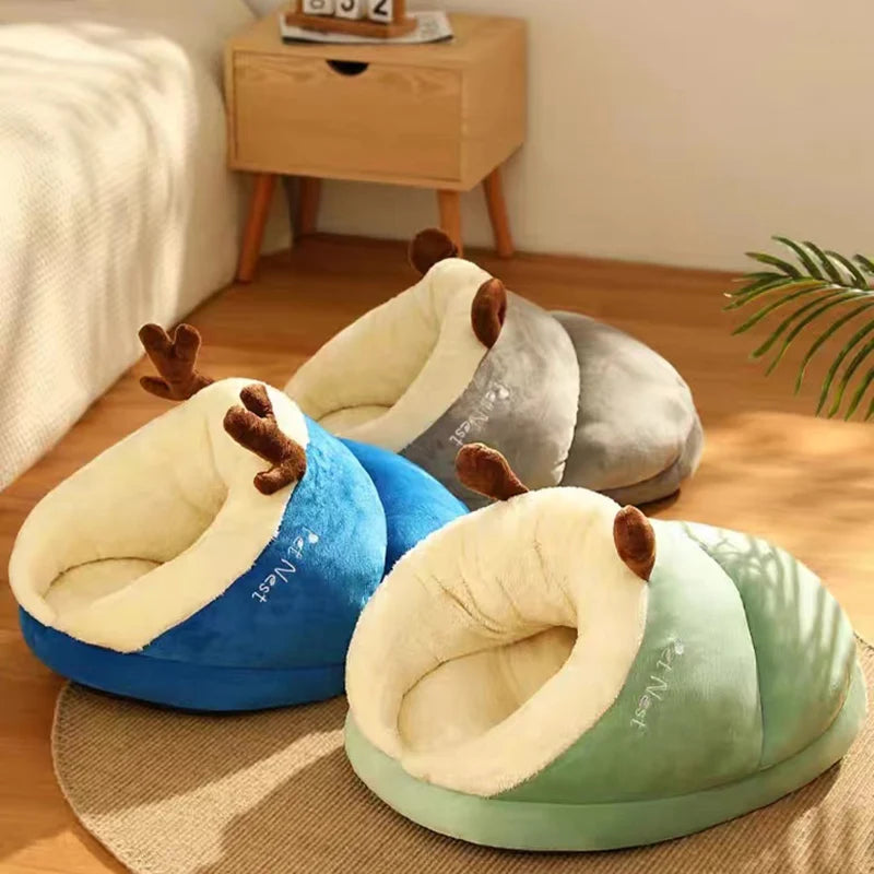 Warm Small Dog Kennel Bed Breathable Dog House Cute Slippers Shaped Dog Bed Cat Sleep Bag Foldable Washable Pet House