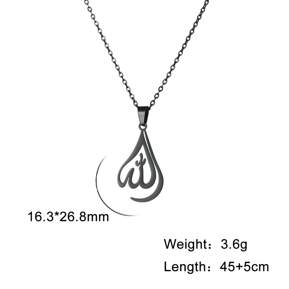 Cazador Classic Arabic God Allah Pendant Necklaces Gold Color Stainless Steel Women Men Islamic Muslim Chain Necklace Jewelry