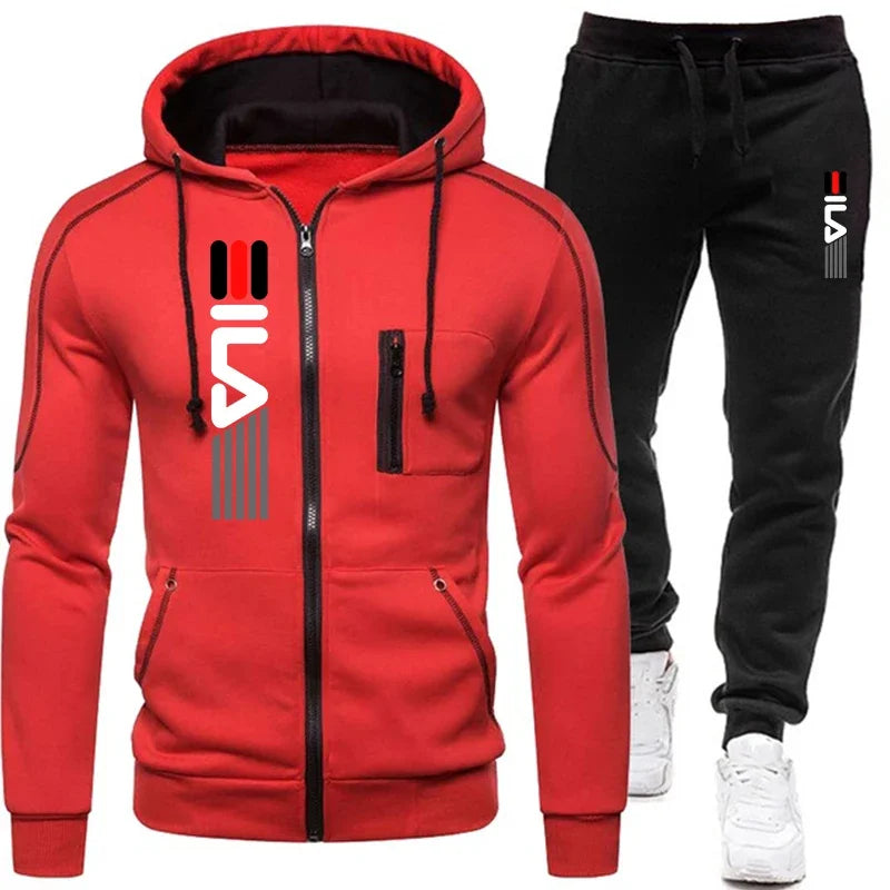 Men's track suit Fall Tracksuit Men's zip-up hoodie + sweatpants 2 piece hooded casual suit men's jogging wear