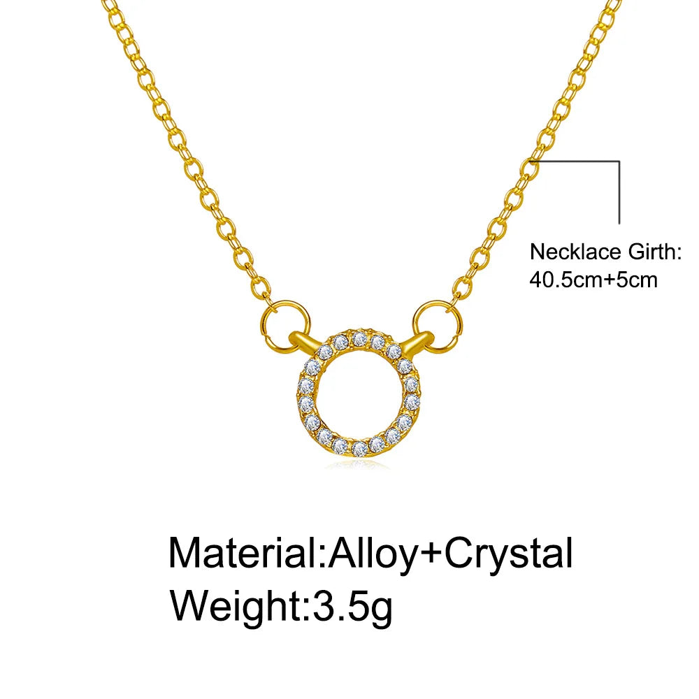 2025 Trend Elegant Jewelry Crystal Circle Pendant Necklace Golden Color Unquie Women Fashion Necklace Wholesale