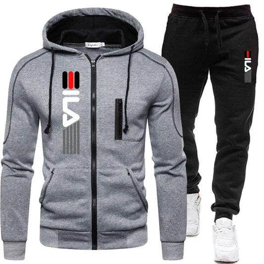 Men's track suit Fall Tracksuit Men's zip-up hoodie + sweatpants 2 piece hooded casual suit men's jogging wear