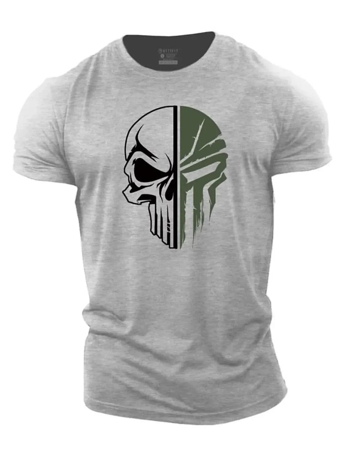 Summer Fashion Men's Pure cotton T Shirt 2D  Military Skull Dropped  Gym Short-Sleeved tracksuit men Clothing t-shirt tops