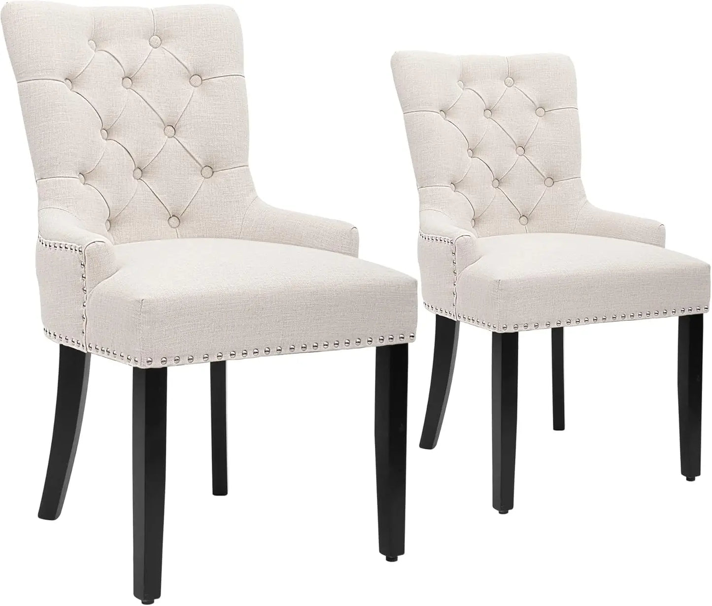 Modern Elegant Button-Tufted Upholstered Fabric With Nailhead Trim Side Chair for Dining Room Accent Chair for Bedroom