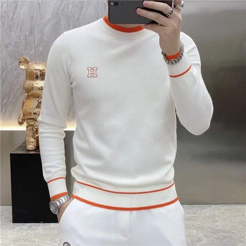 방풍니트골프 Autumn Winter Golf Wear Men 2024 Luxury Brand Golf Sweater Fashion Letter Embroidery Golf Long Sleeves Men Golf Clothing