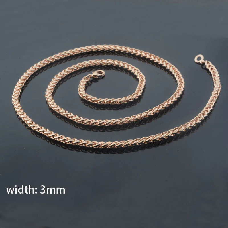 10 Style 50cm 60cm Men Women Necklace 585 Rose Gold Color ChainJewelry