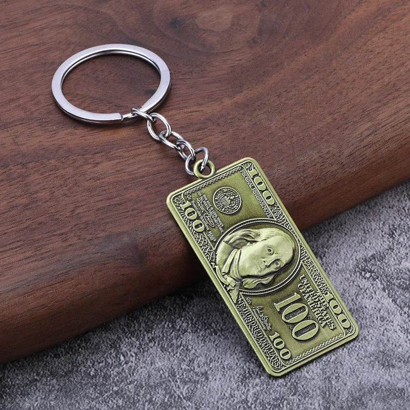 3D Mini US Dollar Keychain Hip-hop Retro Vintage Key Ring Purse Bag Backpack Car Key Accessories Friends Gifts