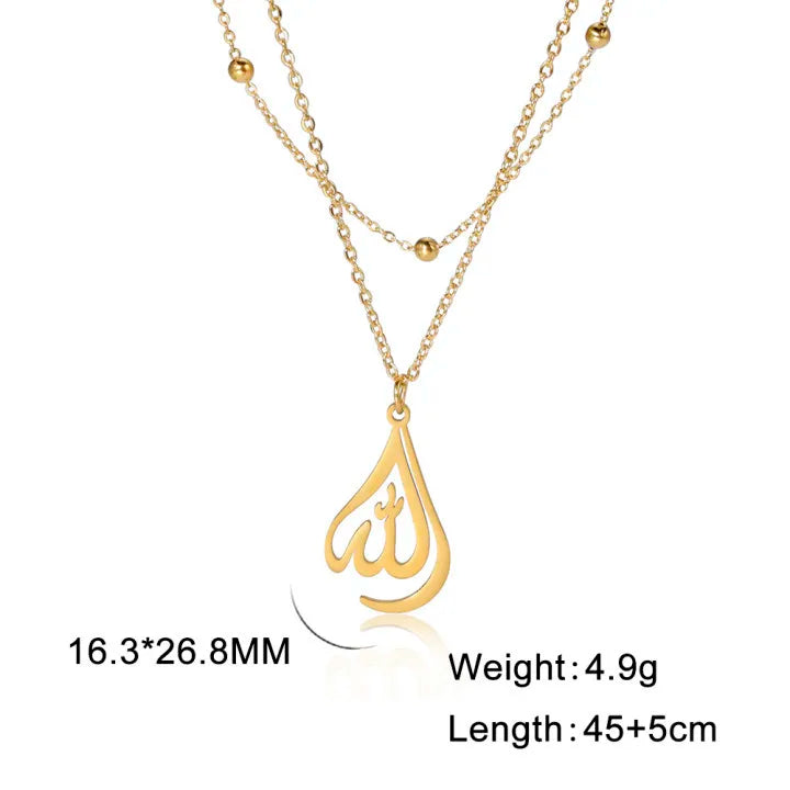 Cazador Classic Arabic God Allah Pendant Necklaces Gold Color Stainless Steel Women Men Islamic Muslim Chain Necklace Jewelry