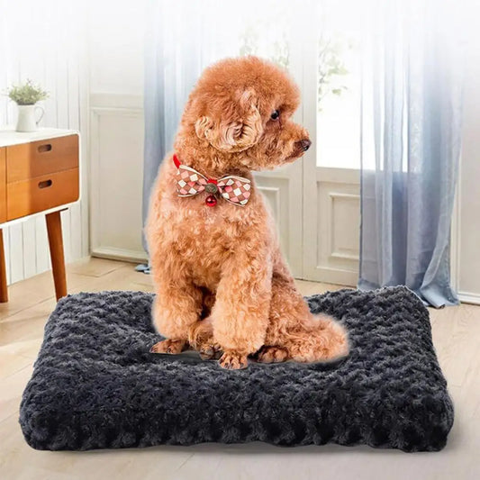 Dog Bed Soft Fuzzy Washable Cover Non-slip Bottom Rectangle Large Sized Dog Puppy Sleeping Mattress Mat Cushion Pet Supplies