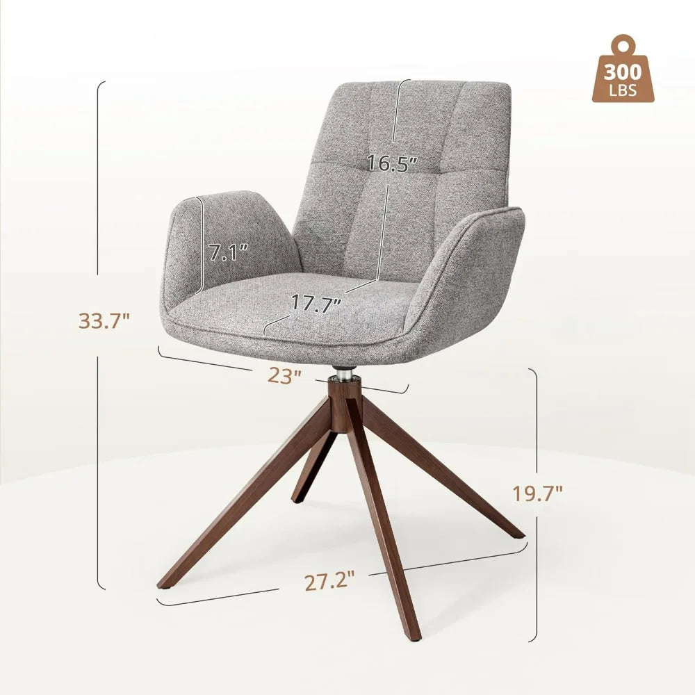 Modern Swivel Chair, Accent Chair with Armchair and Metal Legs，Fabric Cushion with Sponge Desk Chair No Wheels,Chairs