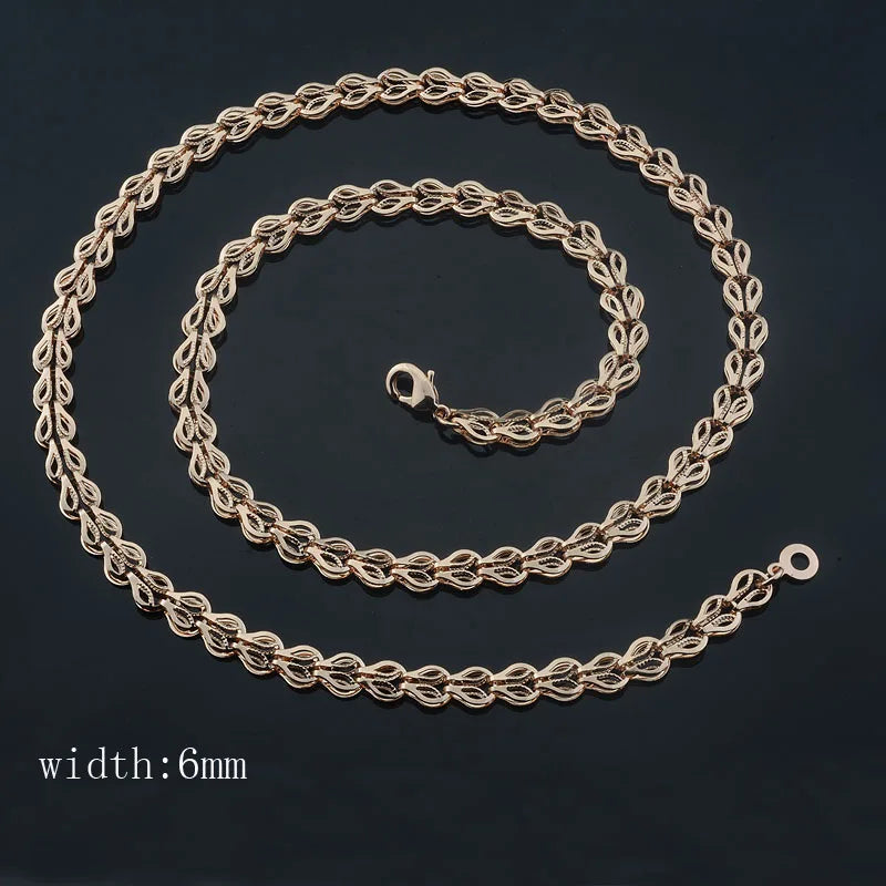 10 Style 50cm 60cm Men Women Necklace 585 Rose Gold Color ChainJewelry