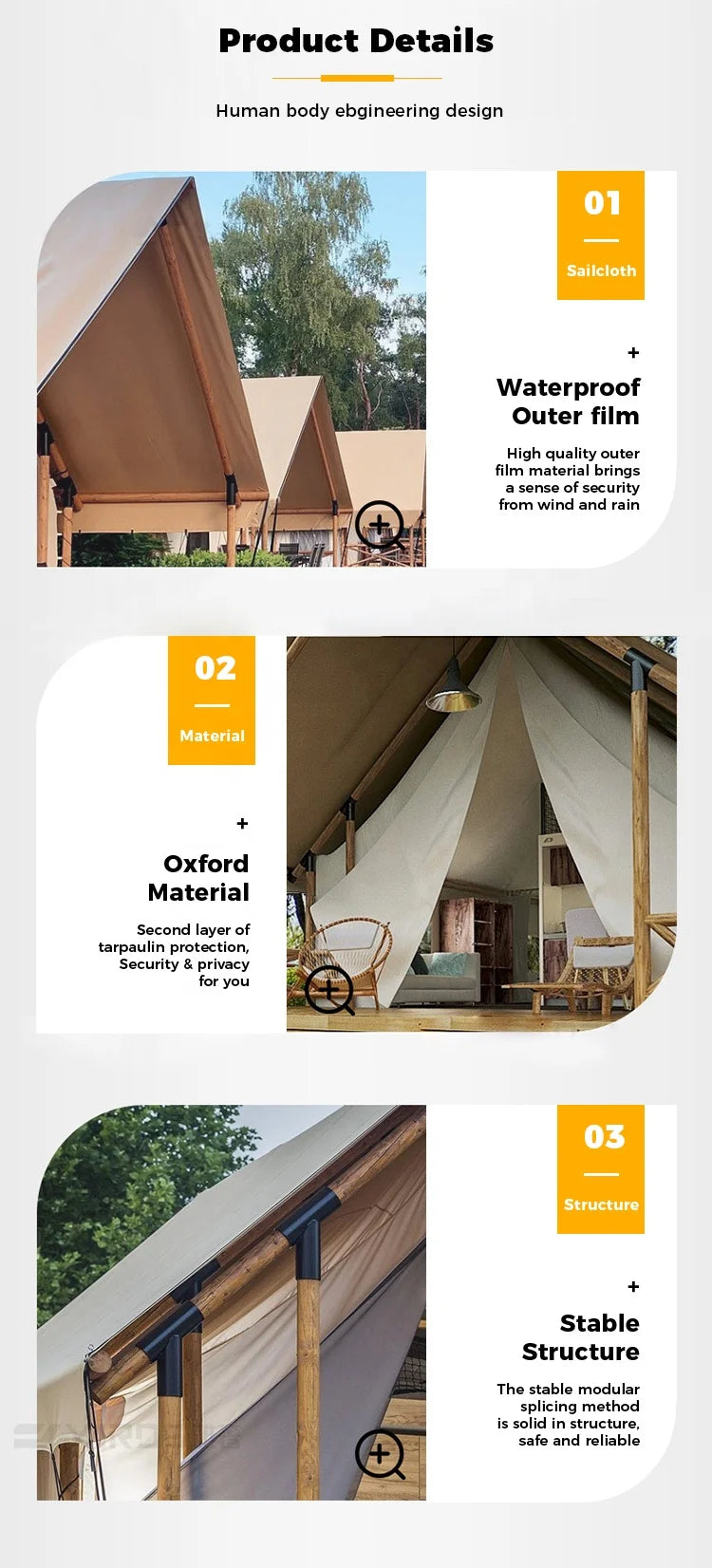 Outdoor Wild Luxury Tent Wooden Structure Jupiter Nomadic Hotel Tent Camp Travel Light Luxury Resort Homestay Tent