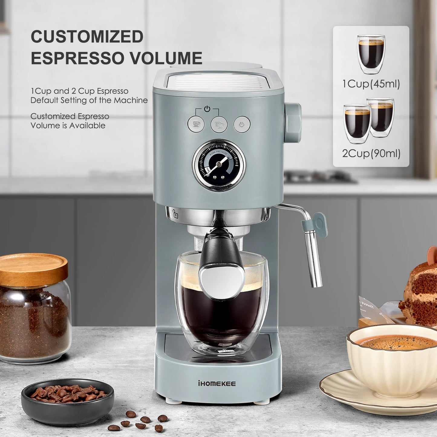 Espresso Machine Coffee Makers 15 Bar Cappuccino Machines with Milk Frother for Espresso/Cappuccino/Latte/Mocha for Home Brewing