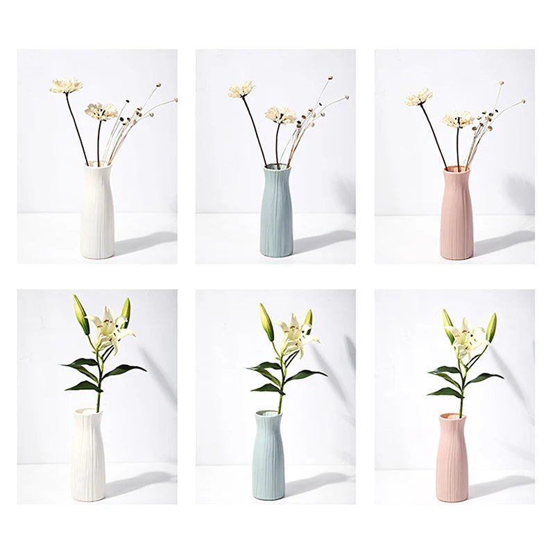 Nordic Vases Plastic Imitation Ceramic Flower Pot Living Room Desktop Home Dining Wedding Table Decor Ornament Ваза Для Цветов