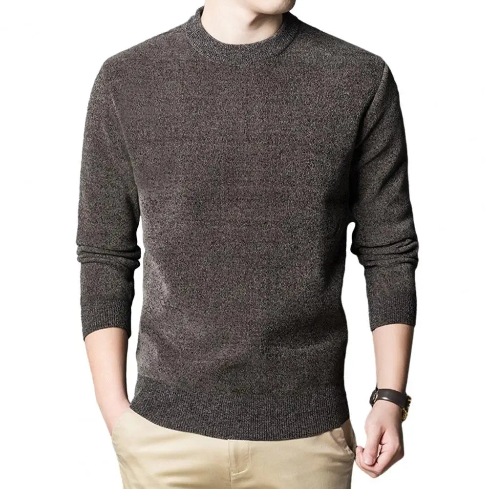 Comfortable Men Sweater Thick Knitted Men's Sweater Round Neck Long Sleeves Casual Pullover for Home Office for Men