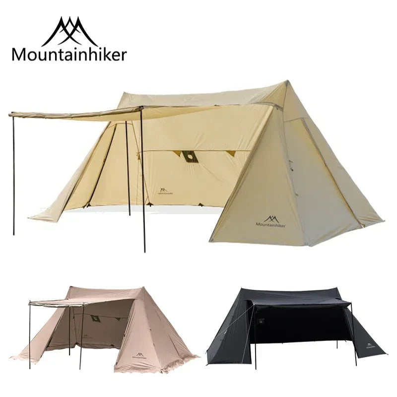 Mounthiker 5-8 Persons Black Ivory Polyester Luxury Shade Tent Self-Driving Outdoor Hiking Wilderness Camping Sky Shelter Tents