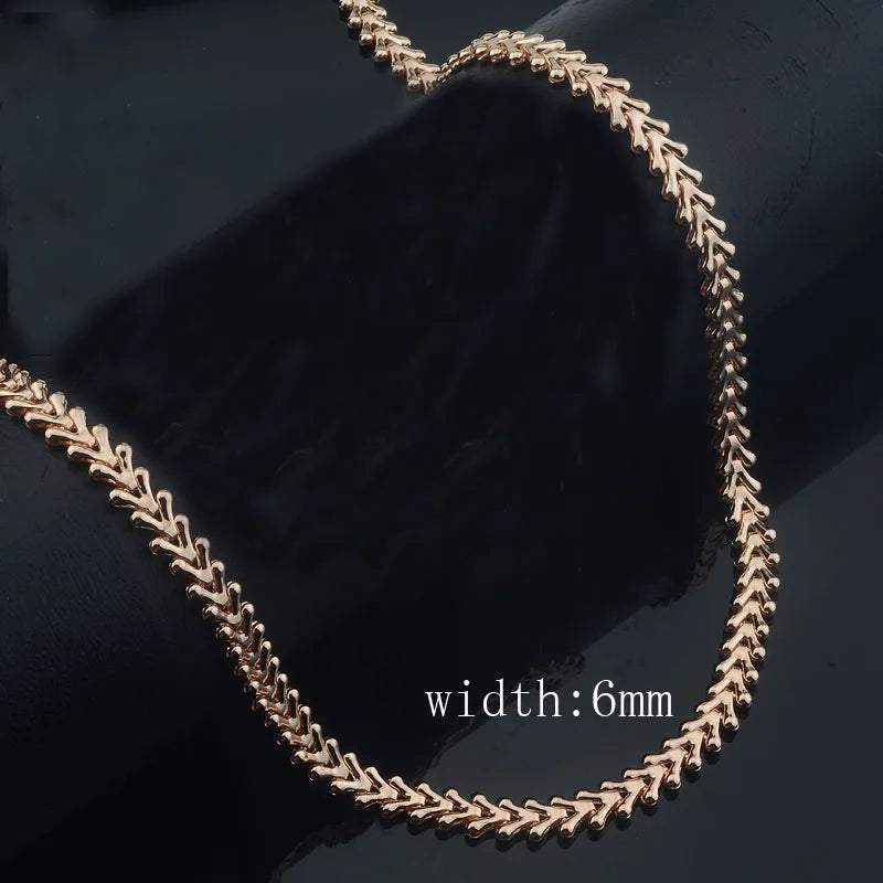 10 Style 50cm 60cm Men Women Necklace 585 Rose Gold Color ChainJewelry