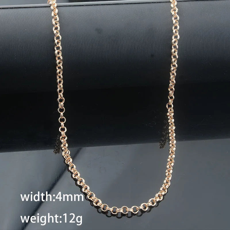 10 Style 50cm 60cm Men Women Necklace 585 Rose Gold Color ChainJewelry