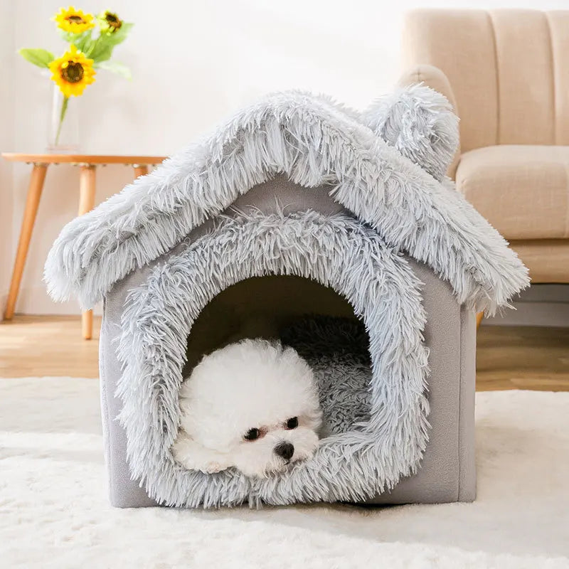 Medium Dog Kennel Indoor Soft Comfortable Puppy House Removable Small Dog Bed Cave Winter Warm Pet Sleeping Mat Portable