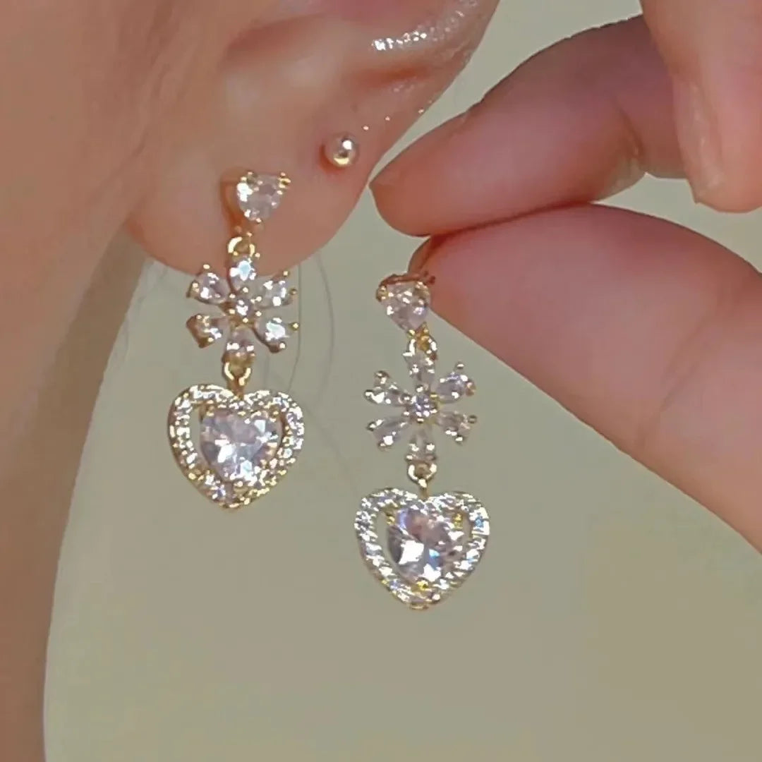 2024 New Classic Elegant Imitation Double Pearl Dangle Earrings For Women Crystal Long Tassel Drop Earring Wedding Jewelry Gifts