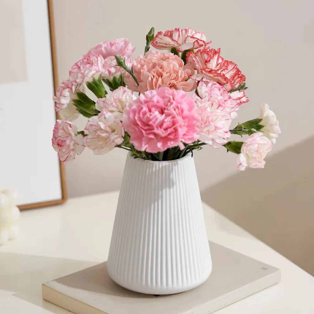 Nordic Flower Vase Imitation Ceramic Plastic Flower Vase Pot Home Living Room Desktop Decoration Creative Wedding Arrangement