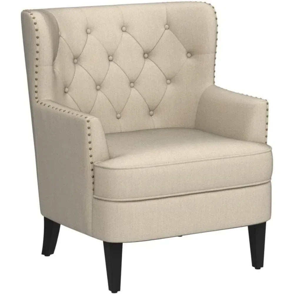 Sausalito Chairs for Living Room Furniture, Reading, Arm, Comfy, Small Accent Bedroom, Velvet Pearl Beige