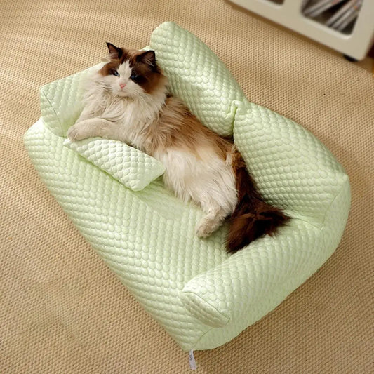 Season Pet Bed Pet Sofa Bed Ice Silk Pet Bed Set for Small Medium Dogs Cats Summer Sleeping Comfort for Furry Friends Thick