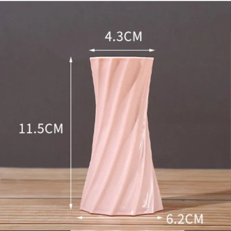 Nordic Flower Vase Imitation Ceramic Plastic Flower Vase Pot Home Living Room Desktop Decoration Wedding Centerpiece Arrangement