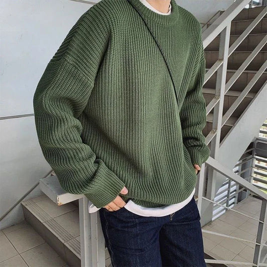 Men's Round Neck Sweater 2023 New Autumn/Winter Knit Loose and Thickened Korean Pullover Men Clothes