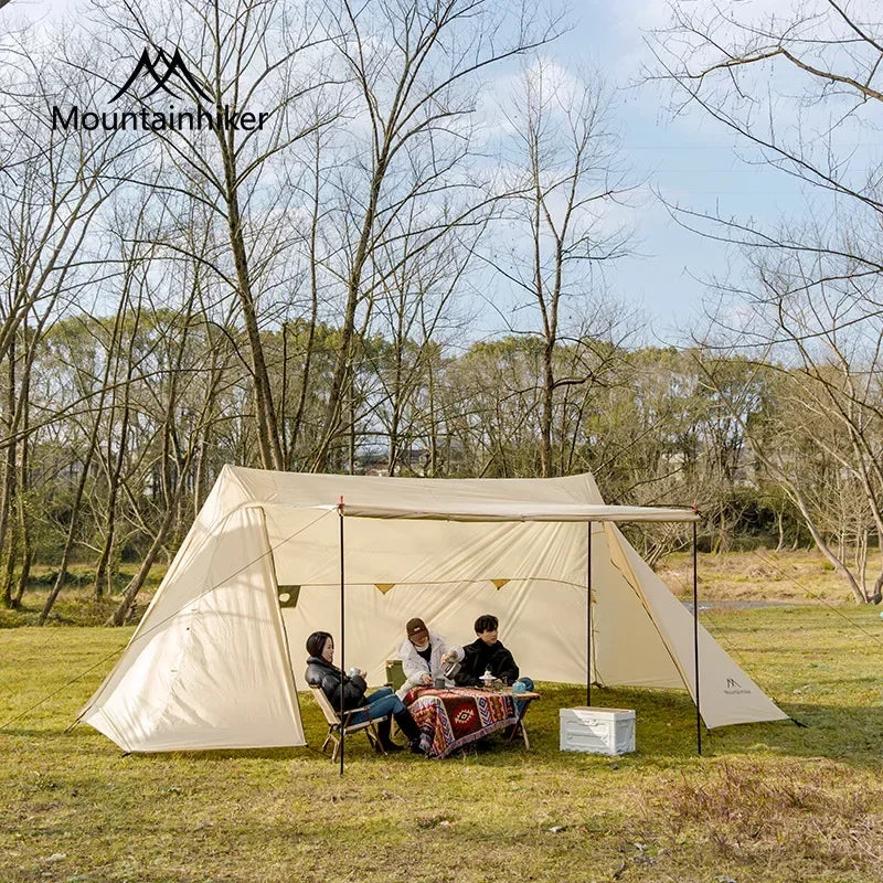 Mounthiker 5-8 Persons Black Ivory Polyester Luxury Shade Tent Self-Driving Outdoor Hiking Wilderness Camping Sky Shelter Tents