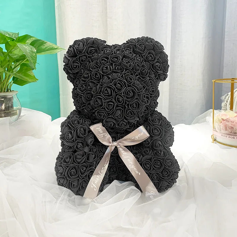 1pcs 25cm Rose Bear Artificial Foam Rose Flower Teddy Bear Valentines Day Gift Birthday Party Spring Wedding Party Decoration