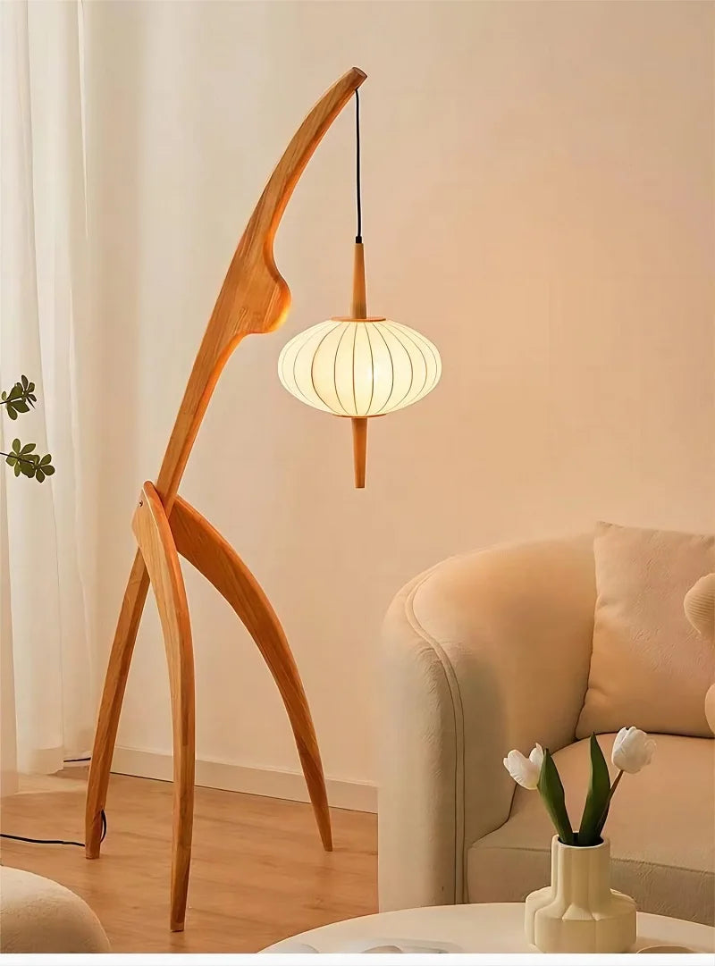 Modern Simple Walnut Solid Wood Floor Lamp Living Room Net Red Bedroom Bedside  Creative Exhibition Hall Corner Standing Light