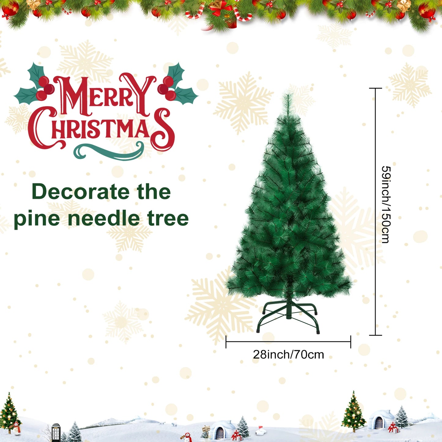 5FT/6FT/7FT pine needle Christmas tree simulation pine needle tree tender leaves Christmas decoration pine needle tree