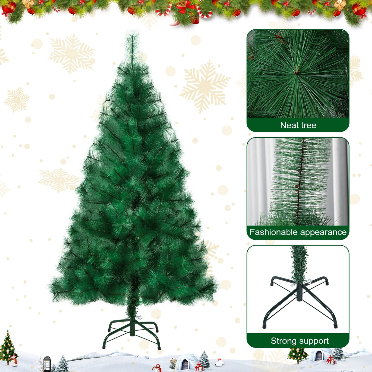 5FT/6FT/7FT pine needle Christmas tree simulation pine needle tree tender leaves Christmas decoration pine needle tree