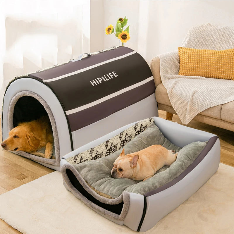 Removable Dog Warm House Washable Pet bed for Large Medium Dogs Travelling Portable Dot Print Flower Pet House Sleeping Bed