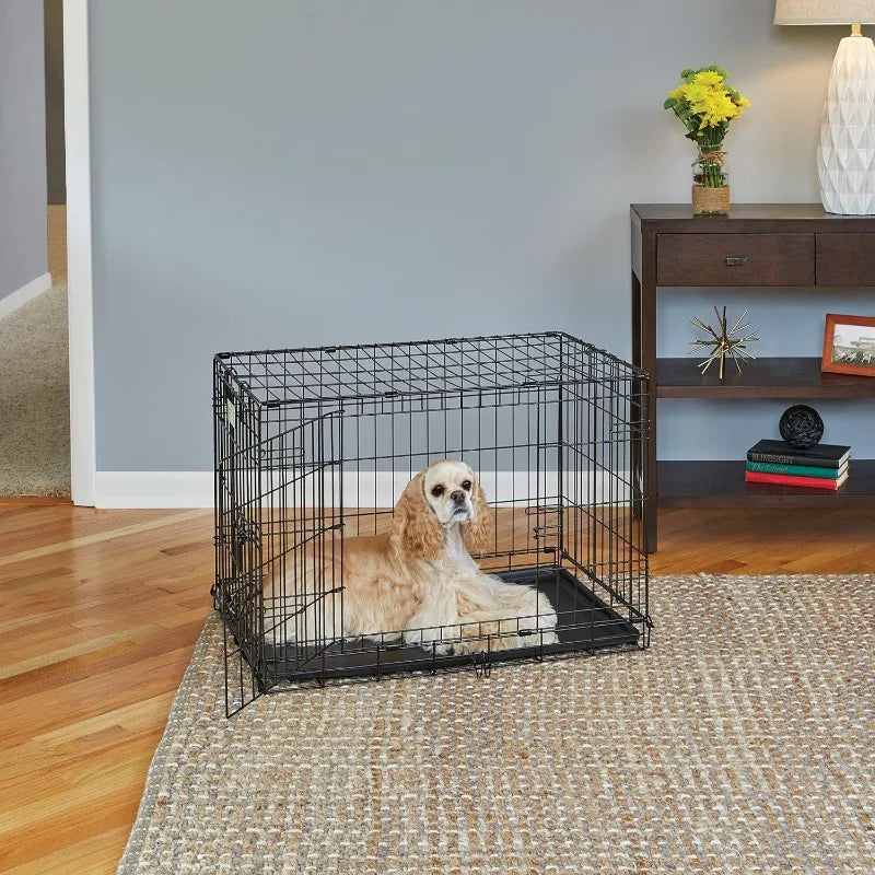 Medium Dog Cage 30 Inch Double Door Folding Metal Dog Cage