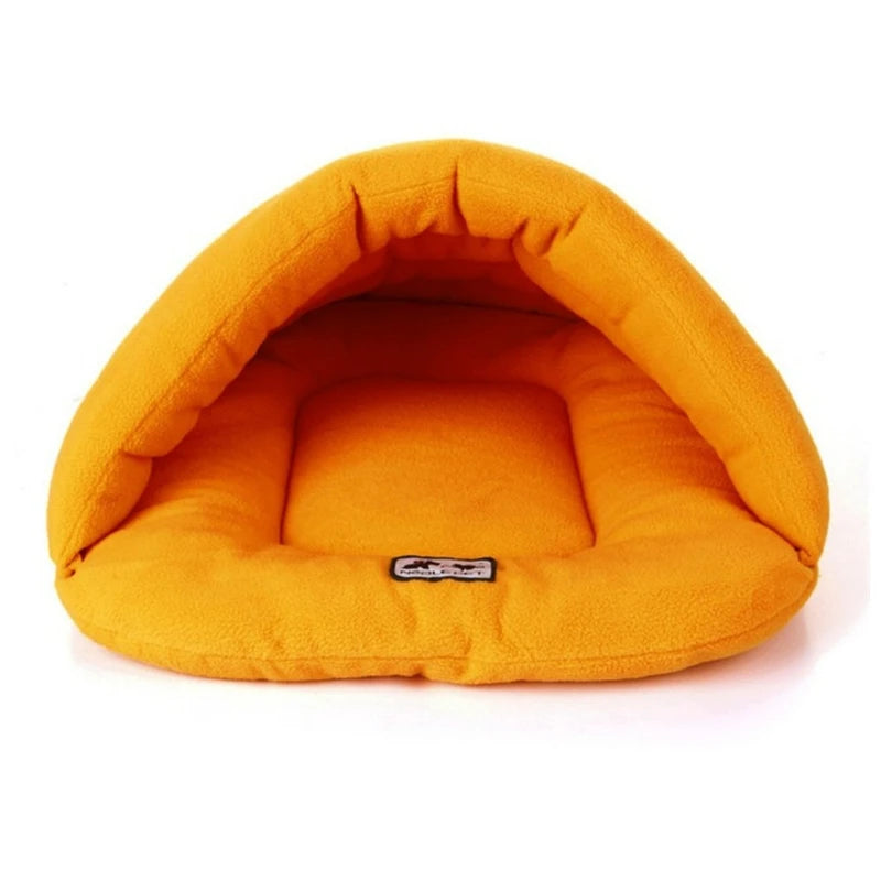 Pet Dog Cave Bed Thick Fleece Warm Soft Slipper Shape Beds for Puppy Cats Tent Sleeping Mats Winter Pets Indoor Triangle Nest