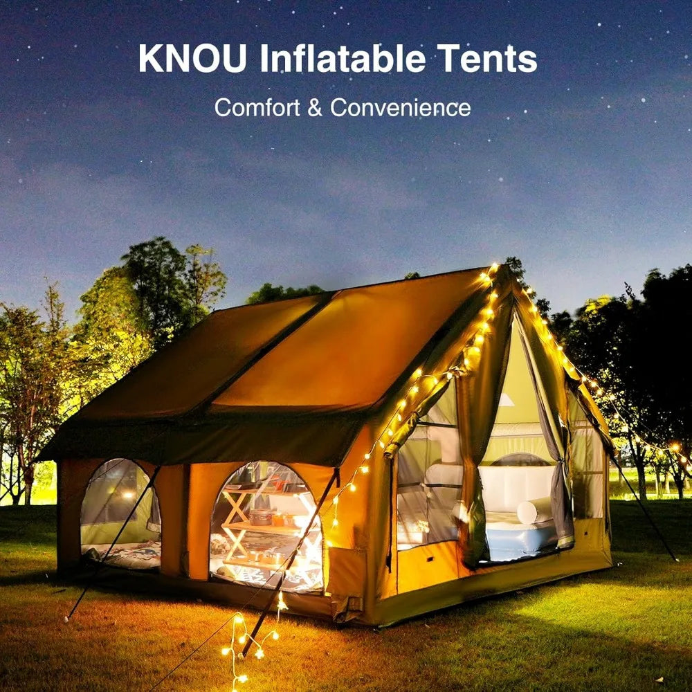 Inflatable Tent for Camping 4-8 People Large Blow Up Air Tents House, No Assembly Needed Luxury Glamping Tent