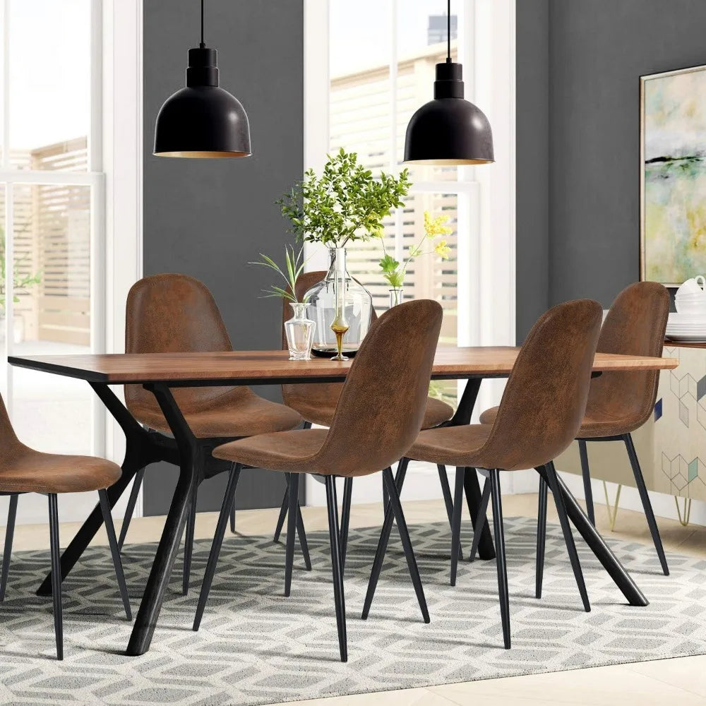 Modern Mid-Century Style Dining Room Side Chairs Accent Chairs with Black Metal Legs Comfortable for Kitchen Lounge Farmhouse.