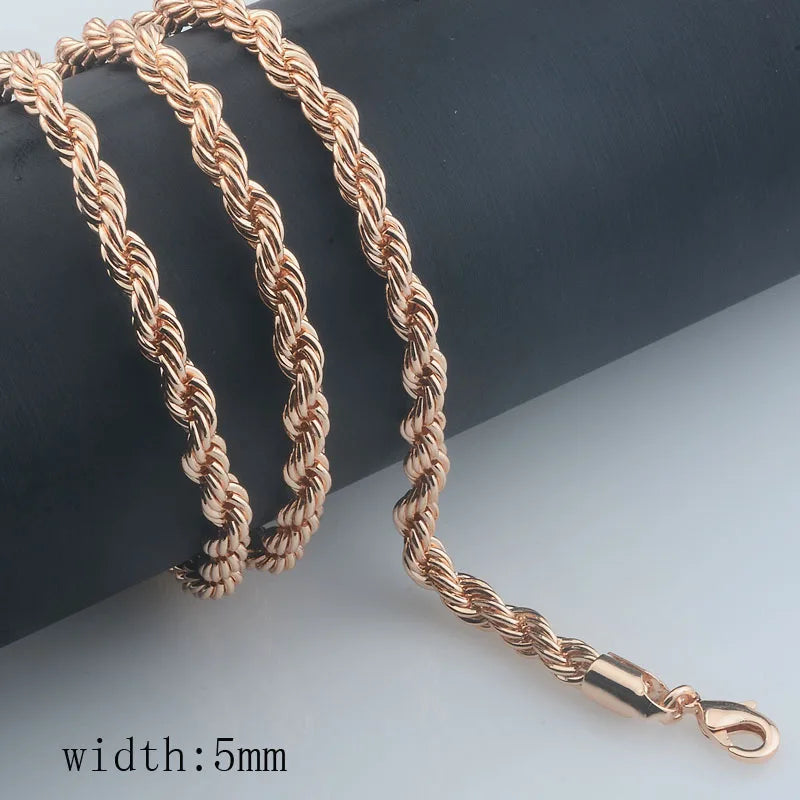 10 Style 50cm 60cm Men Women Necklace 585 Rose Gold Color ChainJewelry