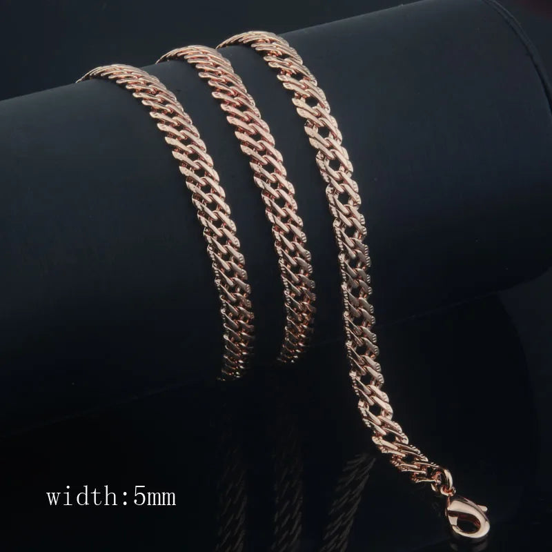 10 Style 50cm 60cm Men Women Necklace 585 Rose Gold Color ChainJewelry