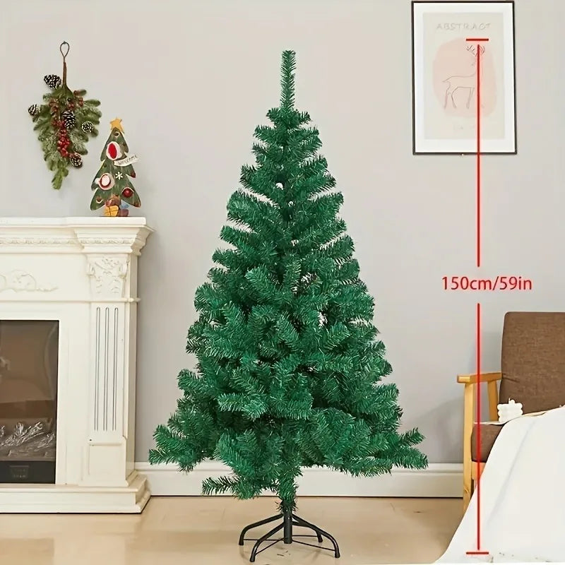 Christmas Ball Christmas Tree Ornament Artificial Christmas Tree With Foldable Stable Metal Stand, Premium Green Artificial