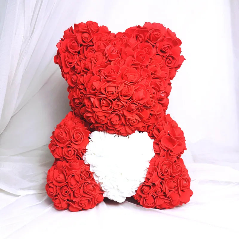 1pcs 25cm Rose Bear Artificial Foam Rose Flower Teddy Bear Valentines Day Gift Birthday Party Spring Wedding Party Decoration