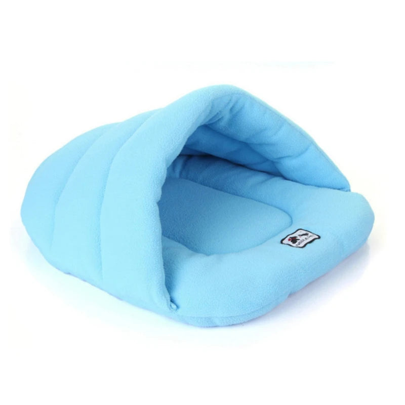 Pet Dog Cave Bed Thick Fleece Warm Soft Slipper Shape Beds for Puppy Cats Tent Sleeping Mats Winter Pets Indoor Triangle Nest