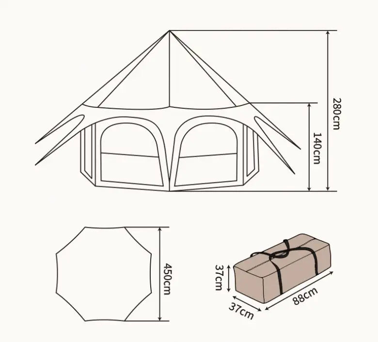 Outdoor Camping Cotton Luxury Yurt Camping Tent Circus Octagonal Rainproof Camping Tent